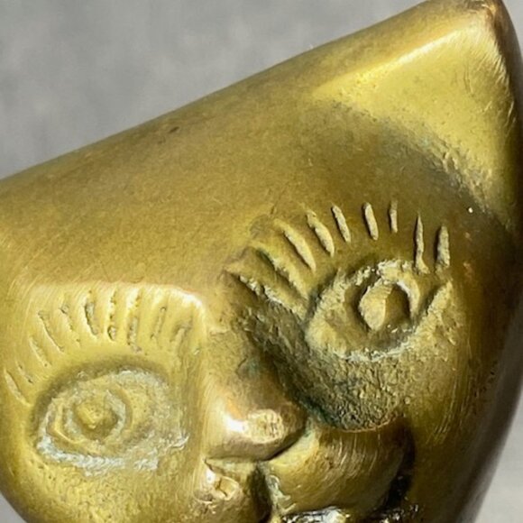 Solid Brass Mid Century Modern Cat figurine 7 inch - Picture 8 of 11